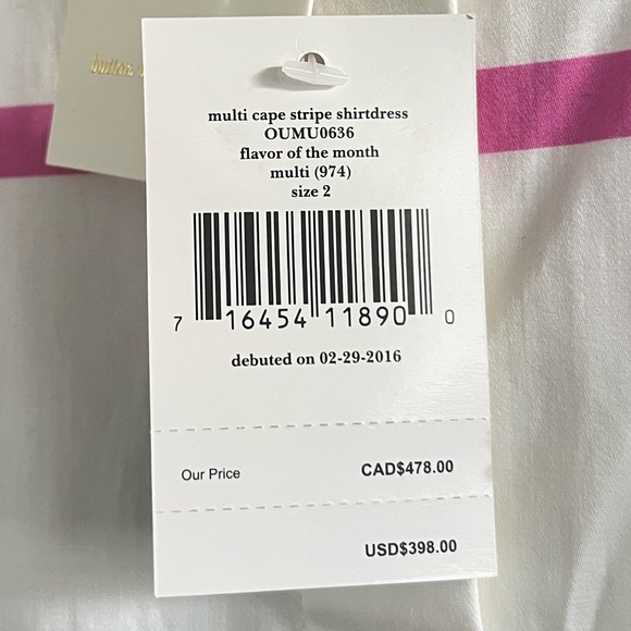 Kate Spade New York Multi Cape Stripe Shirtdress Size 2 NWT - Picture 9 of 10